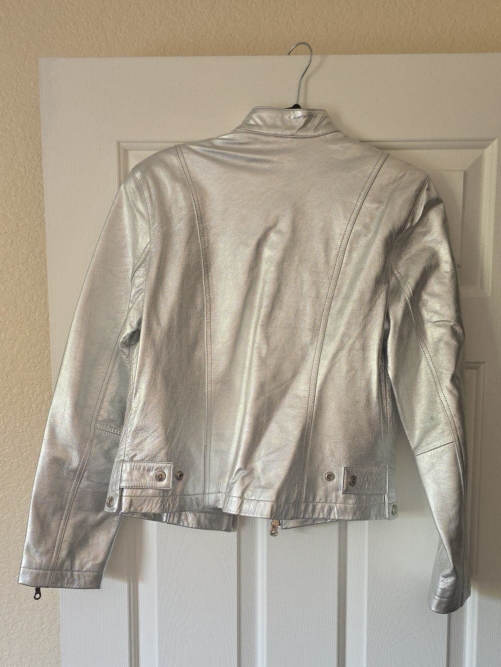Wilsons Leather Metallic Silver Zip-Front Leather Jacket - Women - Picture 4 of 5